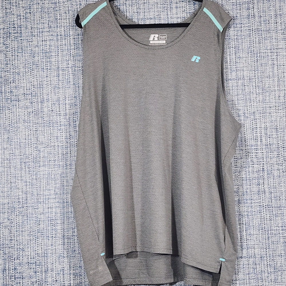 Russell Athletic Gray and Light Blue Men's Tank Top